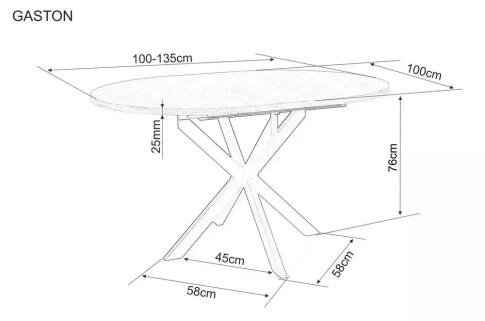 Стол обеденный SIGNAL GASTON Ceramic травертин/кашемир 100-135/100