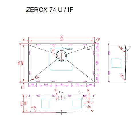Мойка ZORG ZEROX 74 U / IF STEEL