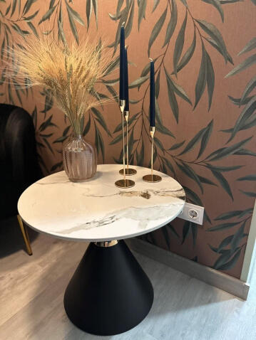 Стол журнальный HALMAR GORETTI S белый мрамор/черный