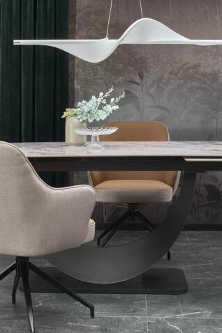 Стол обеденный HALMAR FERNANDO белый мрамор/черный 160-240/92