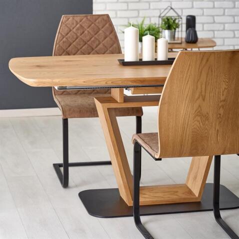 Стол обеденный HALMAR BLACKY золотой дуб/золотой дуб 160-220/90
