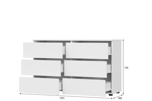 Комод NN Мебель (МС Токио) Белый текстурный, 6 ящ.