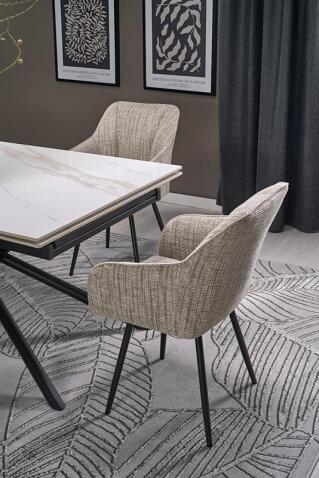 Стол обеденный HALMAR VITORINO белый мрамор/черный 160-220/90