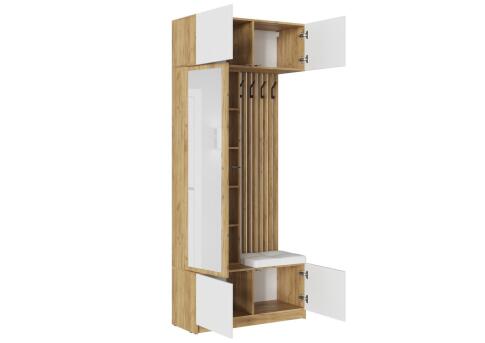 Прихожая МК Стиль БОСТОН МДФ дуб крафт золотой/глянцевая белый кожзам.