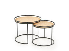 Комплект HALMAR MANADO (2 стола журнальных) натуральный/черный