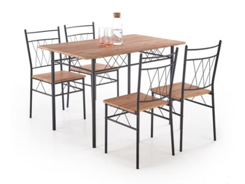 Комплект HALMAR FAUST 3 (стол+ 4 стула) дуб натуральный/черный