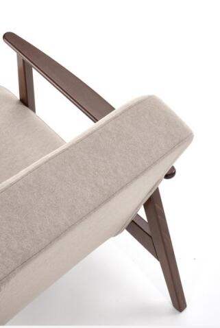 Кресло HALMAR MILANO 1S tap. Castel 15 бежевый/орех