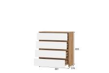 Комод NN Мебель (МС Некст К) Дуб Золотой/Белый, 4 ящика