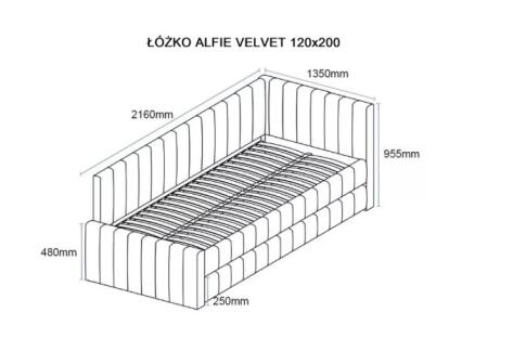 Кровать SIGNAL ALFIE Velvet Bluvel 40 темно-бежевый, 120/200