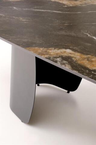 Стол обеденный HALMAR FORUM черный мрамор/черный 180-260/90