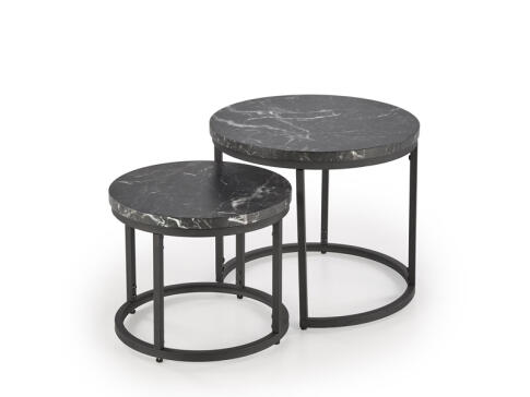 Комплект HALMAR OREO (2 стола журнальных) черный мрамор/черный