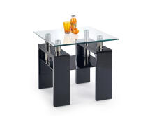 Стол журнальный HALMAR DIANA H KWADRAT прозрачный/чёрный, 60/60/55