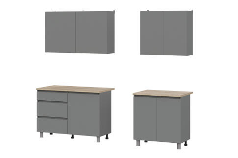 Кухонный гарнитур NN Мебель "Денвер" (2,0 м) Графит серый/Дуб Сонома