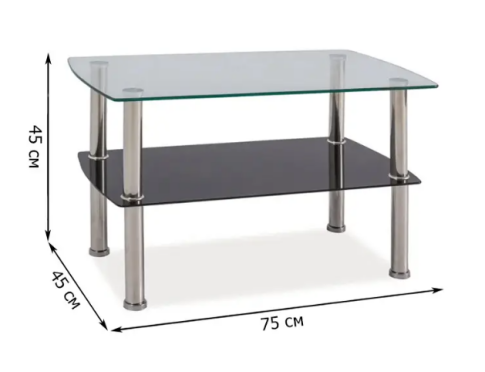 Стол журнальный SIGNAL IRENE прозрачный/хром