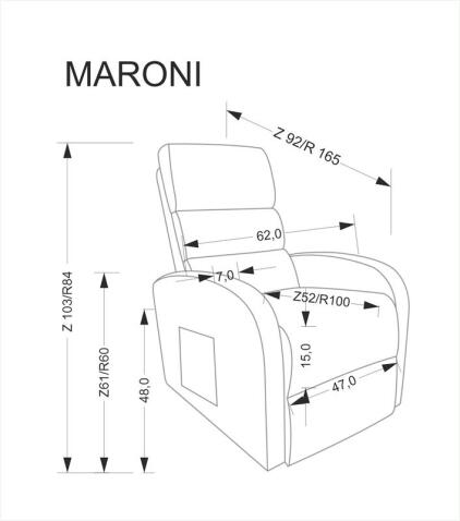 Кресло HALMAR MARONI раскладное, серый