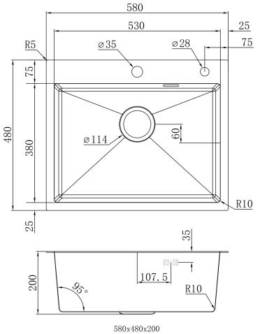 Кухонная мойка из нержавейки BLANTEK FS-5848S Brushed ECO