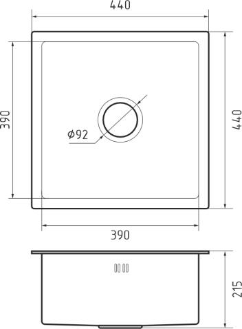 Кухонная мойка из нержавеющей стали GRANFEST METAL 4444 PVD графит