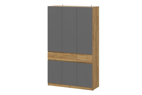Шкаф NN Мебель (МС Авиньон К) Дуб Крафт Золотой/Графит серый, трехстворчатый