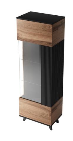 Шкаф-витрина HALMAR RANDOM W-1 дуб вотан/черный