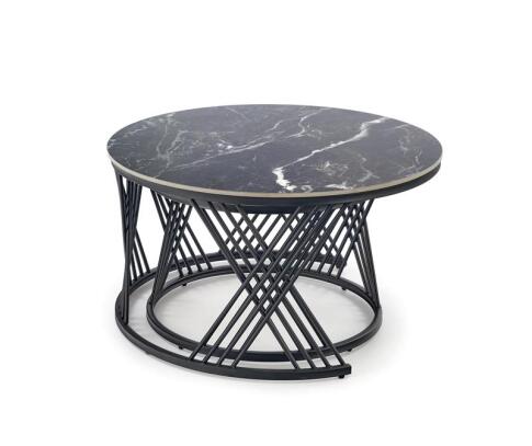 Комплект HALMAR FLAMINGO (2 стола журнальных) черный мрамор/белый мрамор/черный