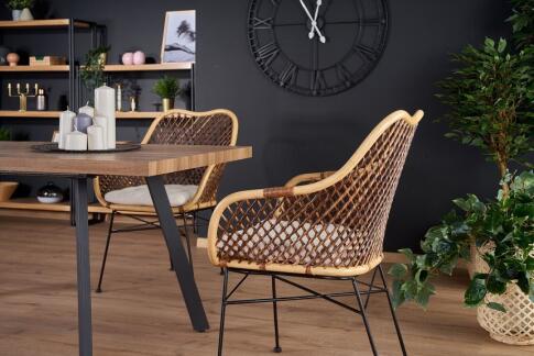 Стол обеденный HALMAR BERLIN орех/черный 160-220/85