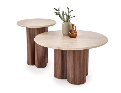 Стол журнальный HALMAR DOROTEA S травертин/орех