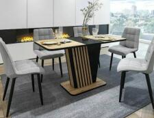Стол обеденный SIGNAL NEVIO дуб артизан/черный 125-170/75