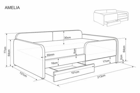 Кровать SIGNAL AMELIA Raven 30 темно-бежевый, 120/200