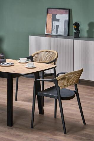 Стол обеденный HALMAR BARRIL дуб артизан/черный 130-170/80