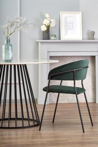 Стол обеденный HALMAR BRODWAY белый мрамор/черный 110