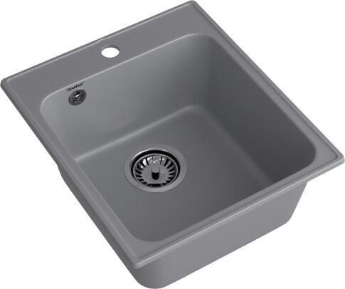 Кухонная мойка GRANFEST QUARZ Z-17 темно-серый + сифон