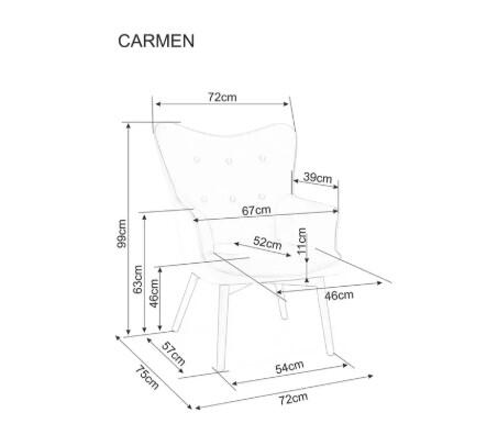 Кресло SIGNAL CARMEN Velvet Bluvel 19 черный/черный мат