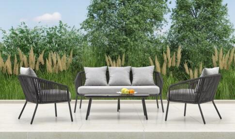 Комплект HALMAR ROCCA (софа + 2 кресла + стол журнальный), темно-серый/светло-серый