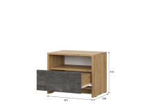 Тумба прикроватная NN Мебель МСП 1 Серия 2 Дуб золотой/Камень темный