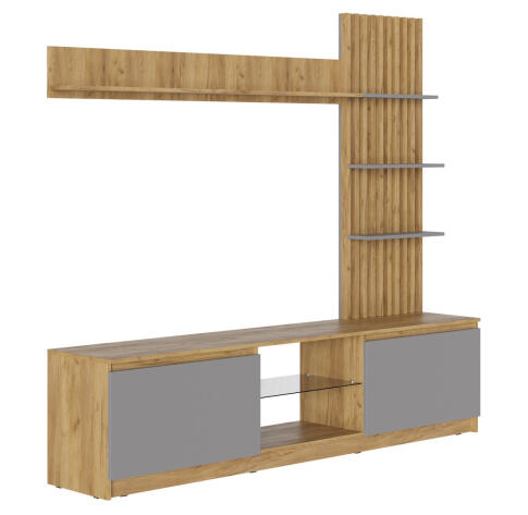 Стенка МК Стиль БОСТОН НМ-001 дуб крафт золотой/серый шифер