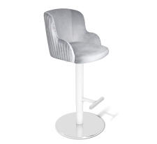 Стул барный SHT-ST39-1/S128 серое облако/хром/белый муар