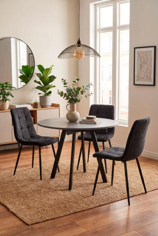 Стол ВВР Элип Камень темный/черный профиль, ЛДСП