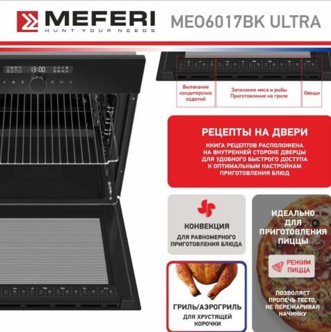 Духовой шкаф электрический MEFERI MEO6017BK ULTRA