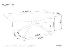 Стол обеденный SIGNAL VECTOR Ceramic черный/черный 180-220/90