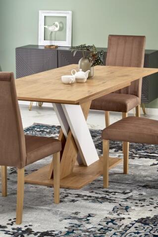 Стол обеденный HALMAR XARELTO дуб ланцелот/белый 130-175/85