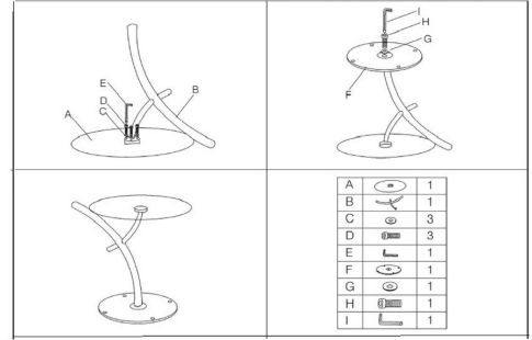 Стол журнальный SIGNAL MUNA металл/стекло