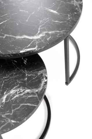 Комплект HALMAR JAVA (2 стола журнальных) черный мрамор/черный