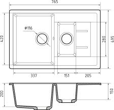 Кухонная мойка GRANFEST QUADRO Q-775KL графит