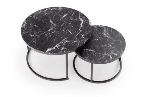 Комплект HALMAR JAVA (2 стола журнальных) черный мрамор/черный
