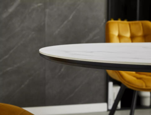 Стол обеденный SIGNAL GASTON Ceramic белый/черный 140-180/80