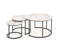 Комплект HALMAR GILDA (3 стола журнальных) белый мрамор/черный