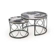 Комплект HALMAR ALEXANDRA (2 стола журнальных) черный мрамор/черный