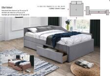 Кровать SIGNAL ELIOT Velvet tap. 142 серый, 120/200