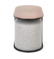 Комплект HALMAR PAMPA (стол журнальный + 2 пуфа) орех/черный, серый