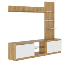 Стенка МК Стиль БОСТОН НМ-001 МДФ дуб крафт золотой/белый гладкий/глянцевая белый